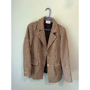 Linea by Louis Dell'Olio Houndstooth Wool Blend Blazer Jacket Womens S